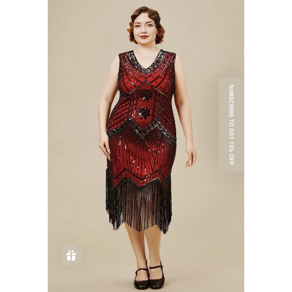 Babeyond 1920s Flapper Fringed Sequins Great Gatsby Dress 5XL